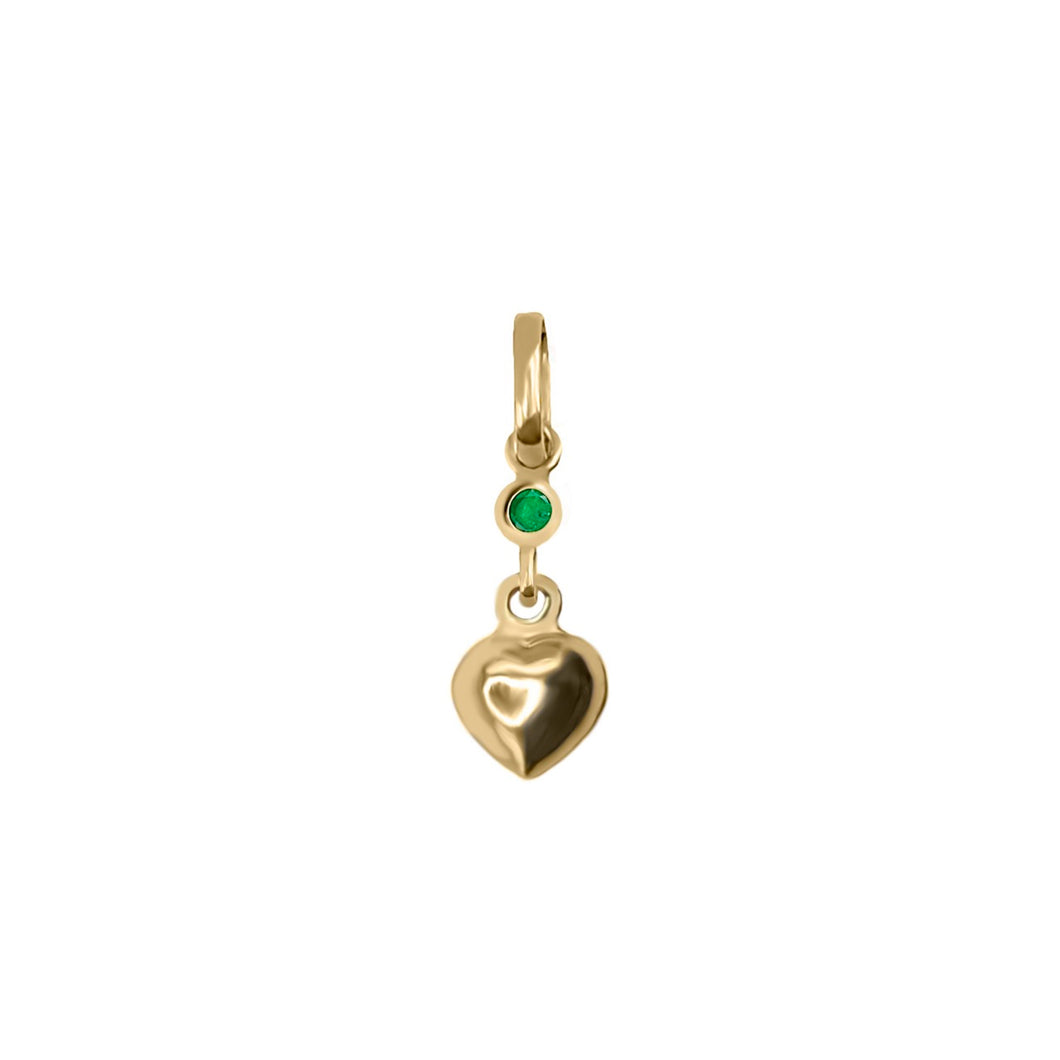 Dije De Corazon Con Esmeralda En Oro Amarillo 18k