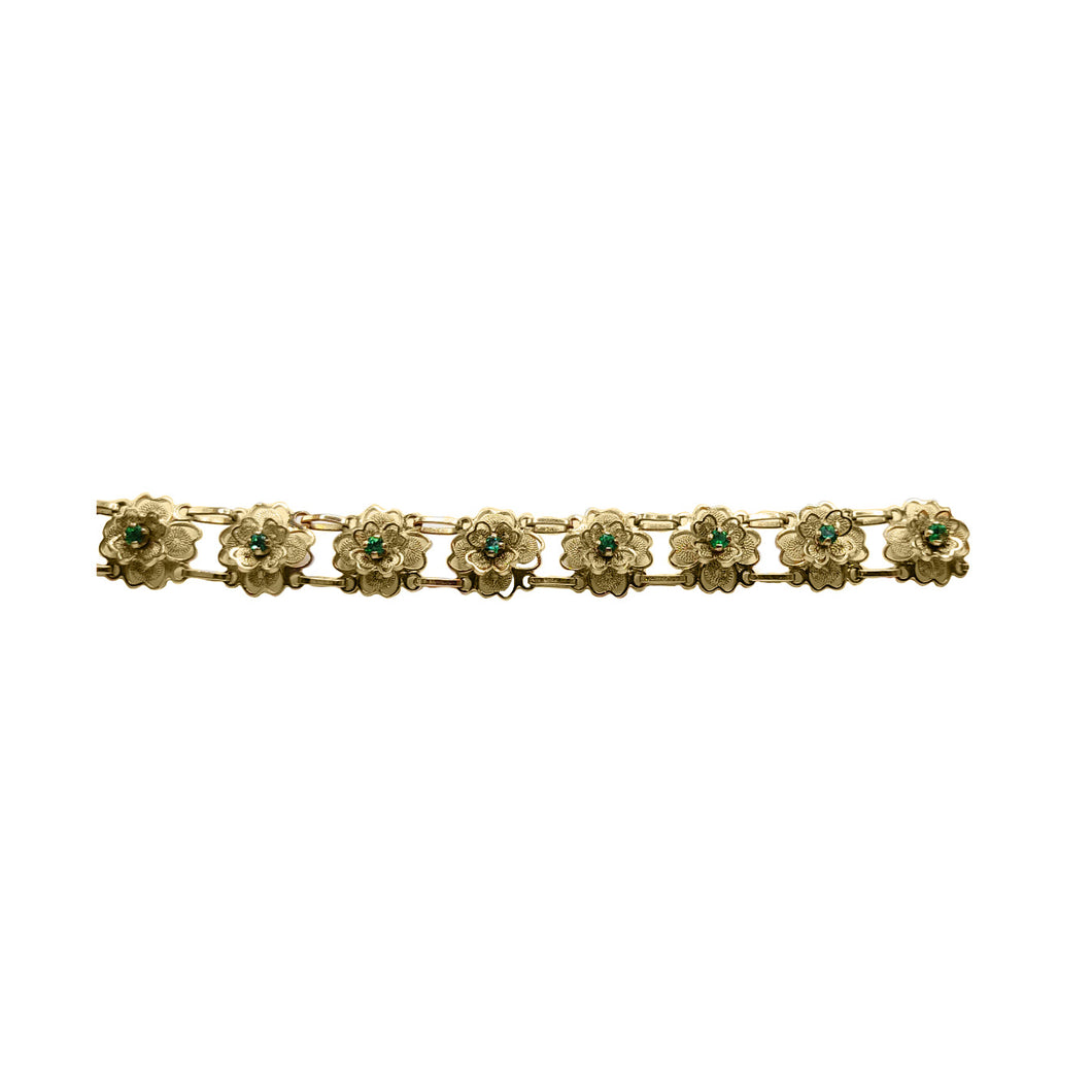 Pulsera De Flores En Oro Amarillo 18k