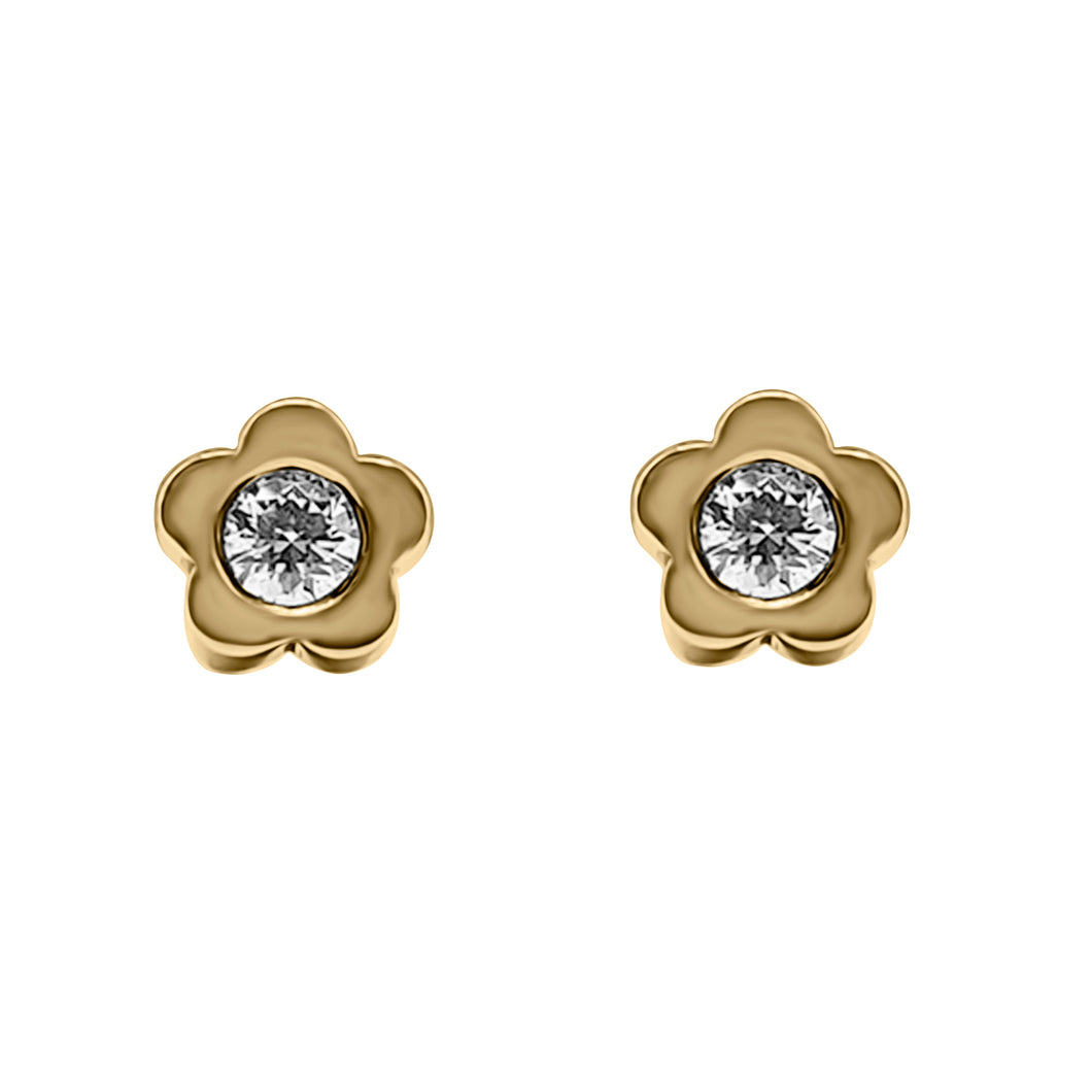 TOPOS EN ORO 18K CON DIAMANTES FLORES