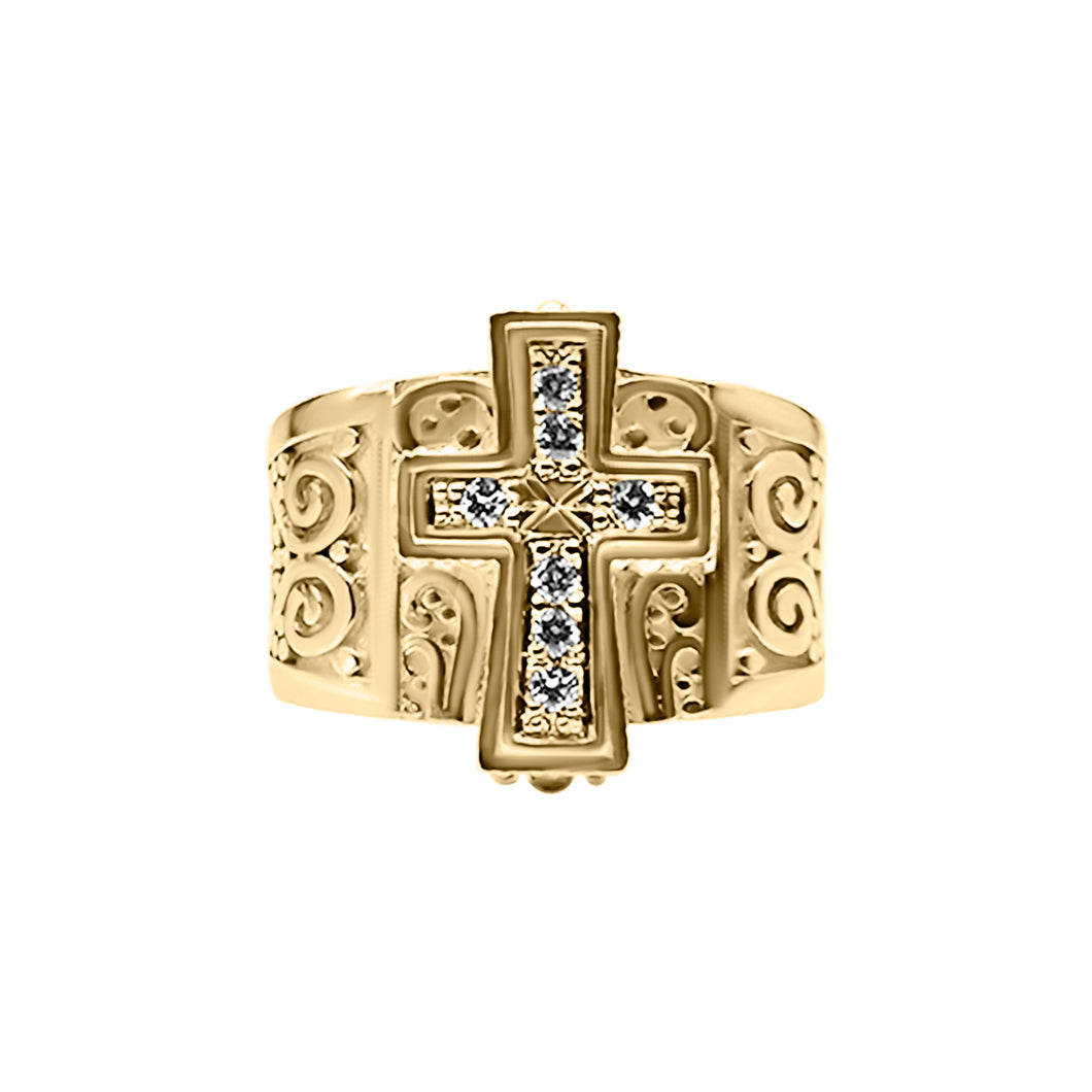 Anillo en Oro  18k Cruz con Diamantes